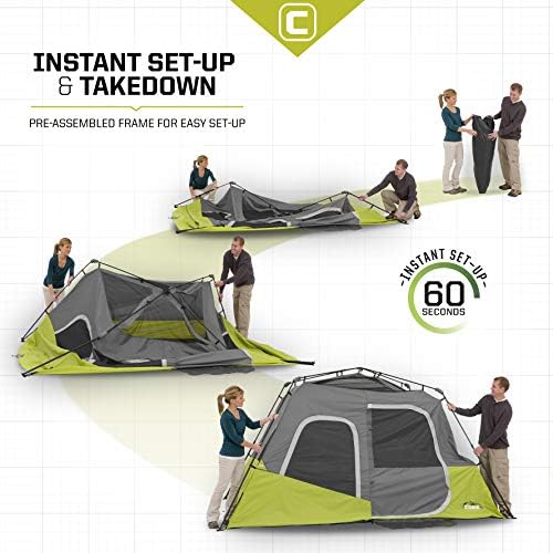 CORE Instant Cabin Tents | 6 Person / 9 Person / 10 Person / 12 Person Family Cabin Multi Room Pop Up Tents Car Camping | Included Storage Pockets for Camping Accessories - Image 5